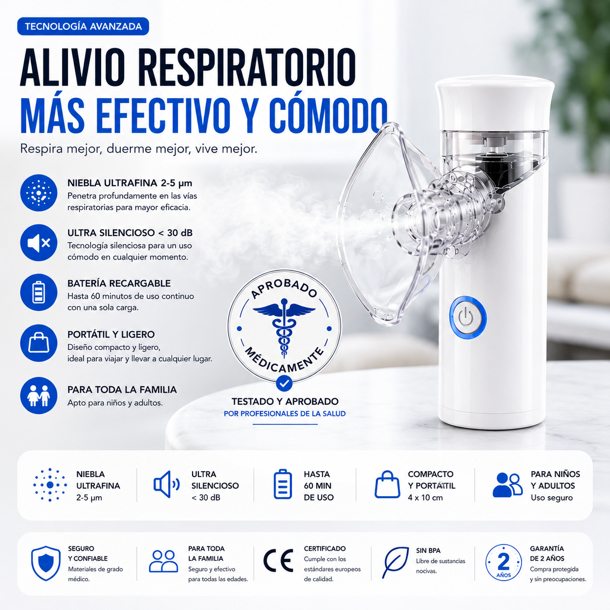 Nebulizador Portátil para Respirar Fácil