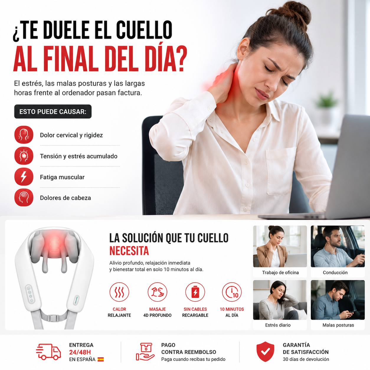 Masajeador Cervical 6D con Calor ®